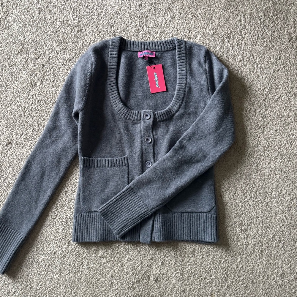 Edikted scoop neck button down cardigan knit top